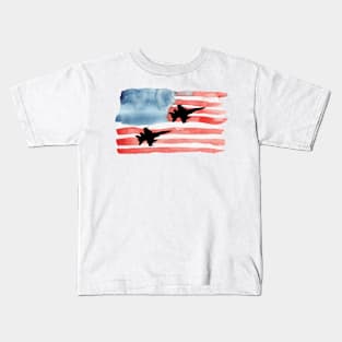 planes square with american flag Kids T-Shirt